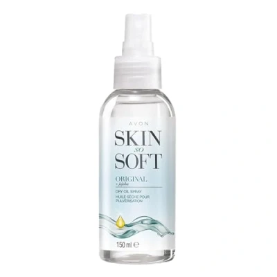 Abbildung von Avon Skin So Soft Dry Ölspray, 150 ml, schließt Feuchtigkeit ein, formuliert mit Jojobaöl und Vitamin E, schnell trocknende Formel, tierversuchsfrei, transparent