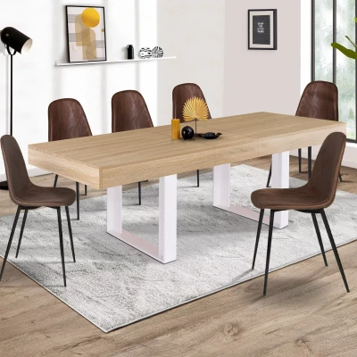 Abbildung von IDMarket Ausziehbarer Esstisch Phoenix 6 10 Personen, Holz und Weiß, 160 200 cm