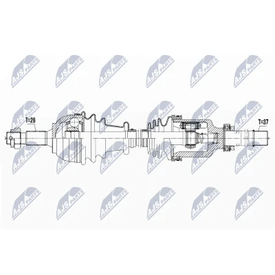Abbildung von NTY NPW PE 035 Antriebswelle Vorderachse links 945 92 CITROËN: C5 III Kombi, 3