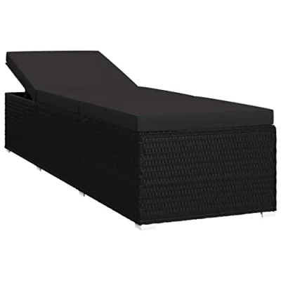 Abbildung von vidaXL Sonnenliege mit Auflage Gartenliege Relaxliege Rattanliege Strandliege Liegestuhl Liege Gartenmöbel Rattanmöbel Poly Rattan Schwarz