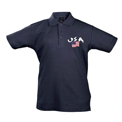 Abbildung von Supportershop Kinder Polo Enfant Rugby Poloshirt, USA, blau, FR : L (Taille Fabricant 8 ans)
