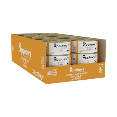 Abbildung von Applaws 100% natürliches Premium Nassfutter für Katzen, Hühnerbrust mit Käse in Brühe Packung 24 x 156g Dosen
