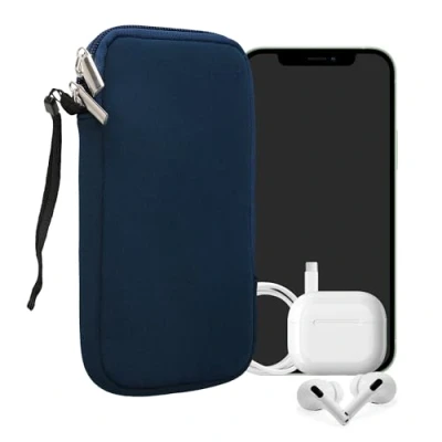 Abbildung von kwmobile Handytasche für Smartphones XL 6,7/6,8&quot; Neopren Handy Hülle Marineblau Tasche 17,2 x 8,4 cm Innenmaße