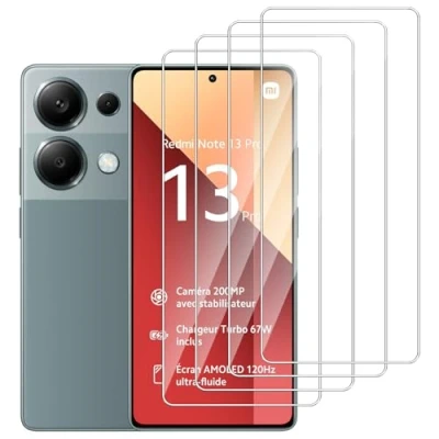Abbildung von Dlxiks 4 Stück, Panzer Schutz Glas für Xiaomi Redmi Note 13 Pro 4G, 9H Härte Schutzfolie, Anti Kratzen, HD Klar Displayschutzfolie 4G