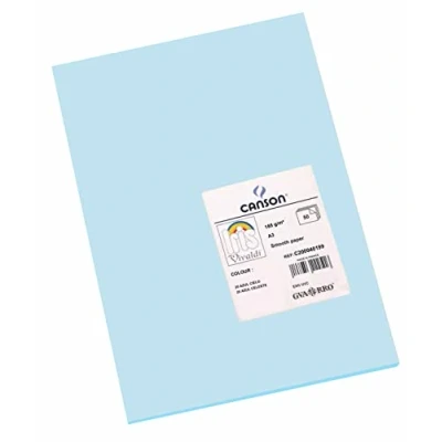 Abbildung von Canson 200040199 Iris Vivaldi glattes, farbiges Papier, A3, himmelblau 20