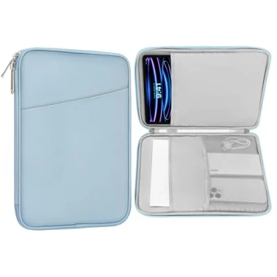 Abbildung von MoKo Tablet Tasche, Sleeve Tasche für 13 Zoll iPad Pro M4 2024 OLED, Air M2 2024, 12,9 2022 2015, Galaxy Tab S9+/S8+ 12,4&quot;, Portfolio trübes Blau