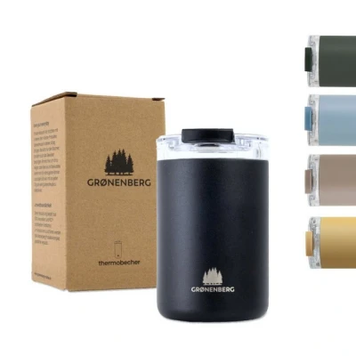Abbildung von GRØNENBERG Thermobecher Kaffeebecher to go 350ml, 100% Auslaufsicher, Hält mind. 4 h warm, Recycelter Edelstahl