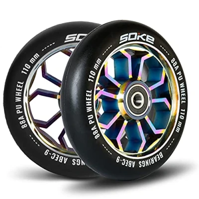 Abbildung von SOKE Scooter Räder 1679, 5x12x12cm, Zwei Stück, Gold, Langlebig, für Kinder, Jugendliche, Erwachsene, Profis Kickscooter Wheels Suitable for Razor/Cox/Albott and most Freestyle Scooters