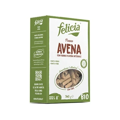 Abbildung von 3x Felicia Penne Avena,Pasta con Farina di Avena integrale,Nudeln mit Vollkorn Haferflocken,Bio und Natürlich Glutenfrei,Packung 340g + Italian Gourmet Polpa Pomodoro 400g Dose