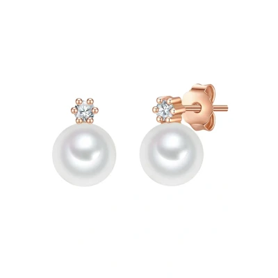 Abbildung von Valero Pearls Damen Ohrstecker aus 925/ Sterling Silber mit Zirkonia Süßwasser Zuchtperle ca. 6,0 6,5 mm