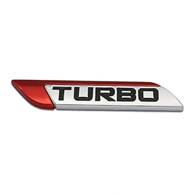 Abbildung von 3D Metall Turbo Turbocharged Auto Aufkleber Logo Emblem Abzeichen Styling DIY Dekoration Zubehör (Rot)