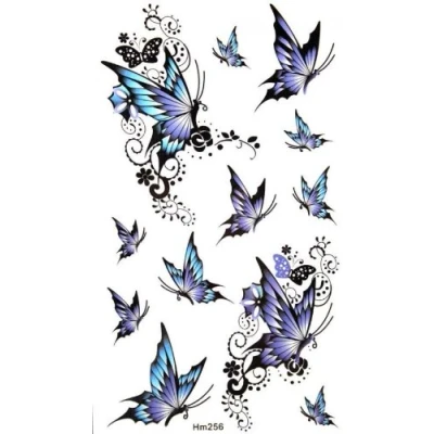 Abbildung von Watertight and sweat tattoo sticker blue elegant butterfly