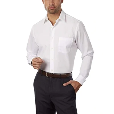 Abbildung von Van Heusen Herren Kleid Hemd tailliert Popeline Solid, Weiss/opulenter Garten, 41 cm Hals 86 89 Ärmel