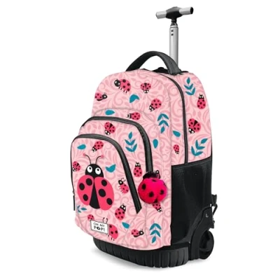 Abbildung von Oh My Pop! Schulrucksack Ladybug Trolley Schulranzen Tagesrucksack Trolleyrucksack Rucksack, Praktische Räder