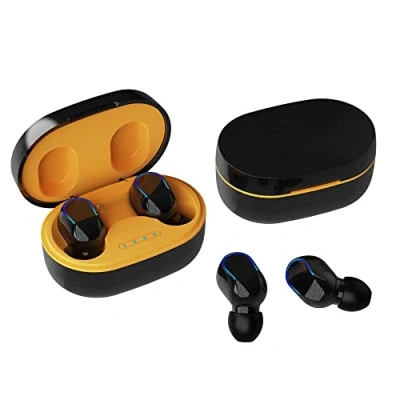 Abbildung von Rawrr Bluetooth Kopfhörer, kopfhörer Kabellos In Ear mit Mic,Tastesteuerung,20 Stunden Spielzeit LED Anzeige,für Arbeit und Studium,Gelb