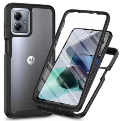 Abbildung von XINNI Hülle für Motorola Moto G14, 360 Grad Stoßfeste Schutzhülle mit Integriertem Bildschirmschutz, Robuster Bumper Outdoor Full Body Case, Schwarz