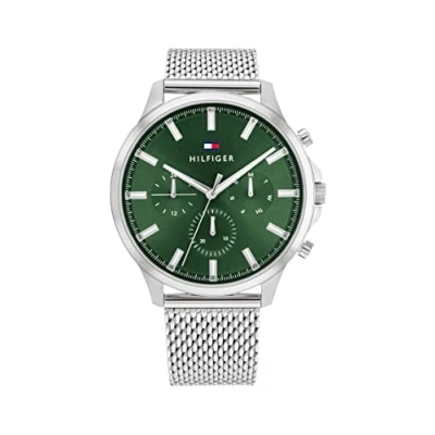 Abbildung von Tommy Hilfiger DIAL WITH Accents Chronograph silvercoloured/green, Herren, Größe: One Size, Silver coloured/green