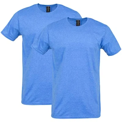 Abbildung von Gildan Herren Softstyle T Shirt aus Baumwolle, Stil G64000, Multipack Hemd, Heather Royal (2er Pack), M