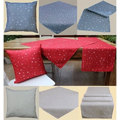 Abbildung von fashion and joy Sterne Weihnachten Mitteldecke hellgrau in 85x85 cm Weihnacht Tischwäsche &amp; Kissen mit Sternen Weihnachtsdeko Tischdecke Silber grau Typ366