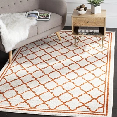 Abbildung von SAFAVIEH Boho Teppich für Wohnzimmer, Esszimmer, Schlafzimmer Amherst Collection, Kurzer Flor, Beige und Orange, 183 X 274 cm