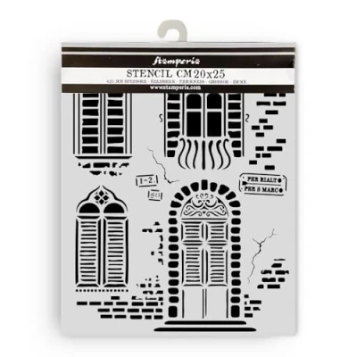Abbildung von Stamperia Venice City of Art Thick Stencil 20x25cm Windows (KSTD181)