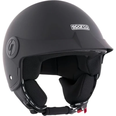 Abbildung von Sparco Riders 95146 Demi Jet Helm mit Peak für Motorräder Mattschwarz ABS Schale Größe S, MATT Black, S
