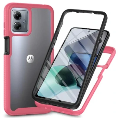 Abbildung von XINNI Hülle für Motorola Moto G54, 360 Grad Stoßfeste Schutzhülle mit Integriertem Bildschirmschutz, Robuster Bumper Outdoor Full Body Case, Rosa