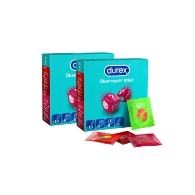Abbildung von durex Kondome Überrasch Mich Mixpackung zum Ausprobieren, 60 St., 2 x 30, mit Noppen &amp; Rippen