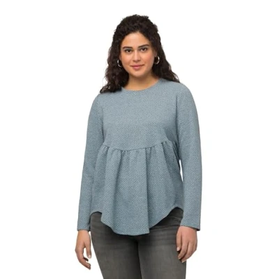 Abbildung von Ulla Popken Rundhals Sweatshirt, Damen, Größe: 46/48, Türkis