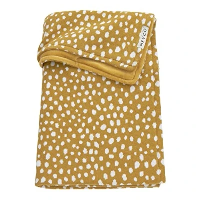 Abbildung von Meyco Baby Cheetah Velvet Babydecke, gestrickte Wiegedecke (aus 80% Baumwolle und 20% Polyester, vielseitig einsetzbar, einfache Pflege, atmungsaktiv, Größe: 75 x 100 cm), Honig Gold