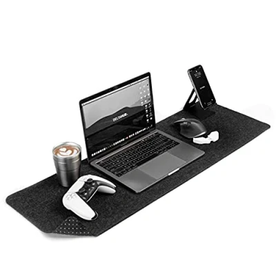 Abbildung von DELTAHUB Filz Schreibtisch Schutzunterlage, Anti Fransen &amp; Rutsch, Schreibtischunterlage aus Filz, Langlebig, Schlankes Design, ideal für PC, Mac, Laptop (Grau (30x90cm), M)