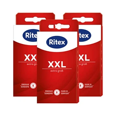 Abbildung von Ritex Kondome XXL extra große 8 Stück für mehr Komfort &amp; intensives Empfinden, Kondom mit viel Gleitfilm vegan, dermatologisch getestet, Made in Germany