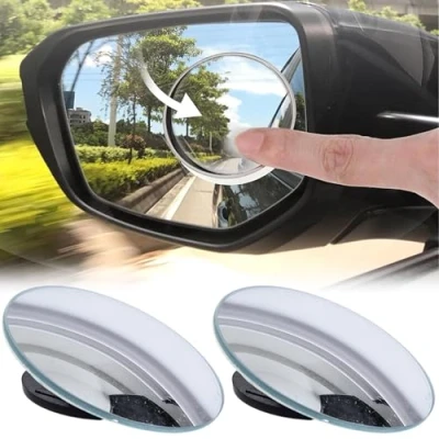 Abbildung von Auto Blind Spot Spiegel, 2 Stück, Hochauflösende Rahmenlose Runde, 360 Grad verstellbare Spiegel Umkehr Weitwinkellinse, Selbstklebende Konvexe Oberfläche