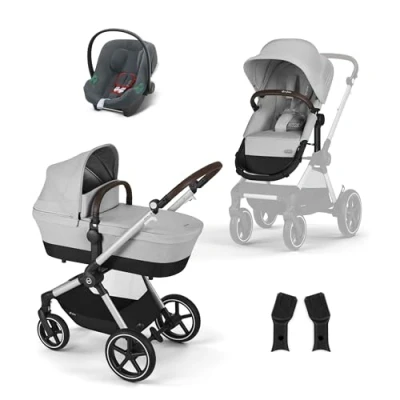 Abbildung von CYBEX Gold Kinderwagen EOS Lux 2 in 1 mit Babyschale Aton B2 i Size und Babyschalen Adapter, Reisesystem, Ab Geburt bis 22 kg (ca. 4 Jahre), Lava Grey (Grau)