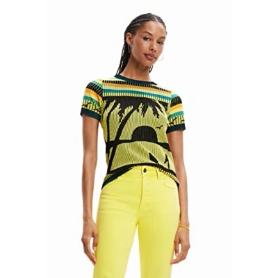 Abbildung von Desigual Damen Ts_cagliari 8018 T Shirt, Gelb, L EU
