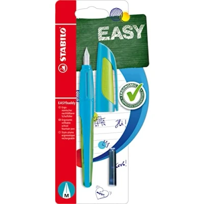 Abbildung von Schulfüller mit Standard Feder M STABILO EASYbuddy FRESH in hellblau/limette blau (löschbar) inkl. Patrone