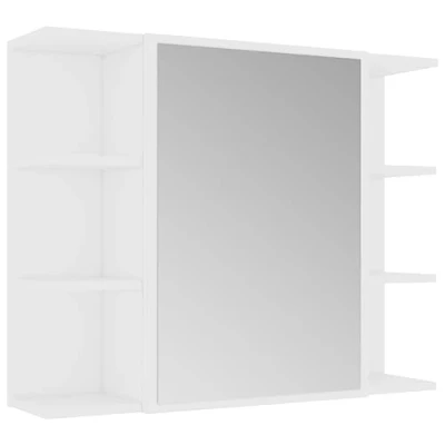 Abbildung von vidaXL Bad Spiegelschrank, Badschrank Badezimmerschrank mit Tür Fächern, Wandschrank für Badezimmer, Badspiegel Badmöbel, Modern, Weiß Holzwerkstoff