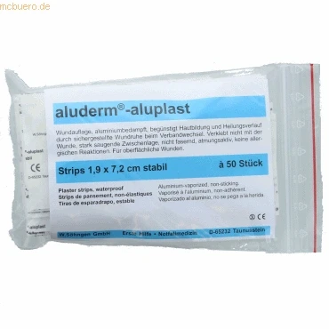 Abbildung von Söhngen Wundpflaster aluderm aluplast stabil Strips 1,9x7,2cm VE=50 St