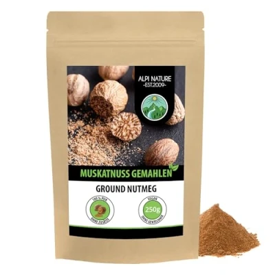 Abbildung von Muskatnuss gemahlen (250g), Muskatnüsse 100% naturrein, natürlich ohne Zusätze, vegan
