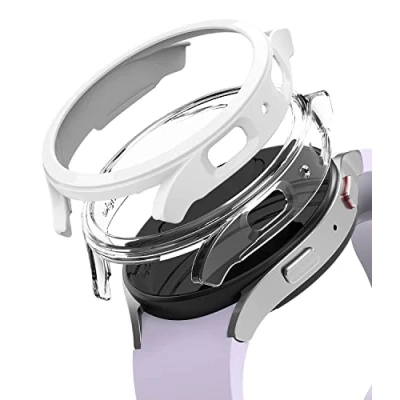 Abbildung von Ringke Slim Case [2 Stück/40MM] Kompatibel mit Samsung Galaxy Watch 5 40mm Hülle Hart PC Cover Keine Schutzfolie Clear &amp; White