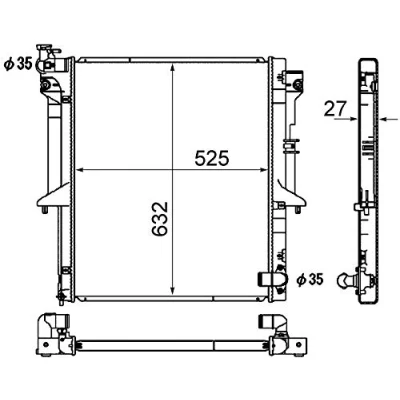 Abbildung von MAHLE ORIGINAL CR 1880 000S Kühler, Motorkühlung 632 525 27 Kühlrippen gelötet MITSUBISHI: L200 / Triton IV Pickup, V Pickup