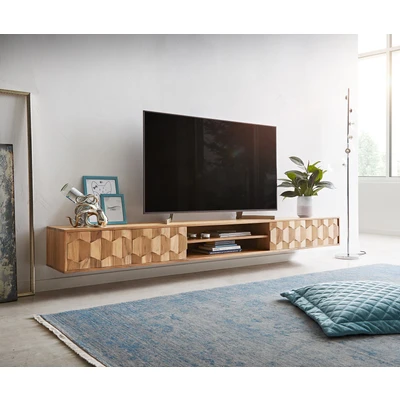 Abbildung von Lowboard Fevo 240 cm Akazie Natur 4 Türen schwebend
