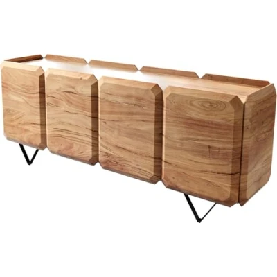 Abbildung von Sideboard Kiano 175 cm Akazie Natur 4 Türen V Fuß Schwarz Raumteiler