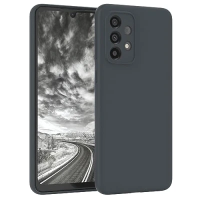 Abbildung von EAZY Case Hülle Liquid Silikon kompatibel mit Samsung Galaxy A33 5G Silikonhülle Weich TPU Hülle, Starke weichem Mikrofaser Innenfutter, Bumper in Anthrazit, Grau