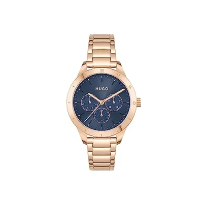 Abbildung von HUGO Multi Zifferblatt Quarz Uhr für Damen mit Rotgoldfarbenes Edelstahlarmband 1540092