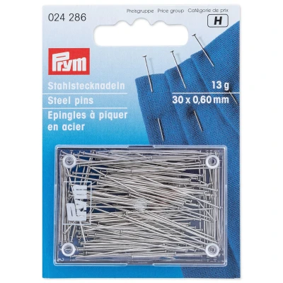 Abbildung von Prym 024286 Stecknadeln, 0,60 x 30mm, silberfarbig, 13g, Karte mit Dose, Stahl, 30 0,6mm