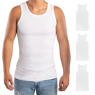 Abbildung von RØDER Premium 3er Pack Unterhemd Herren 100% gekämmte Baumwolle Weiss Schwarz (S 3XL) Tanktop (Weiss,L)