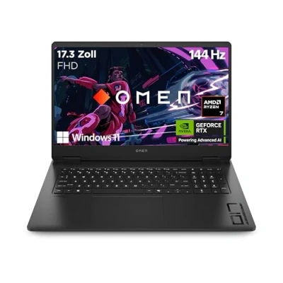 Abbildung von HP Omen Gaming Laptop 17,3 Zoll FHD Display 144 Hz AMD Ryzen 7 8845HS 16 GB DDR5 RAM (2x8 GB) 512 NVIDIA GeForce RTX 4060 GPU (8 QWERTZ Windows 11 Home Shadow Black