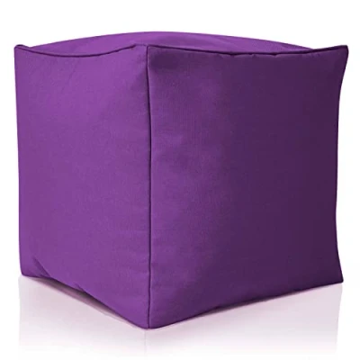 Abbildung von Green Bean Sitzsack Hocker 40x40x40cm mit EPS Perlen Füllung Fußhocker Fußkissen Sitz Pouf für Sitzsäcke Bodenkissen Kinder und Erwachsene Fußablage Sitzkissen Sitzhocker Lila