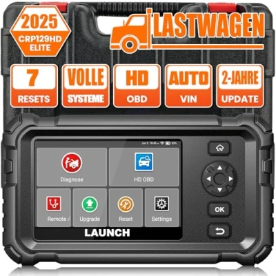 Abbildung von LAUNCH CRP129 HD Elite LKW Scanner, Diagnosegerät Vollständiger System Codeleser für Schwerlastkraftwagen, mit 7 Rückstellservice 99% Lastwagen &amp; Nutzfahrzeuge Heavy Duty Truck